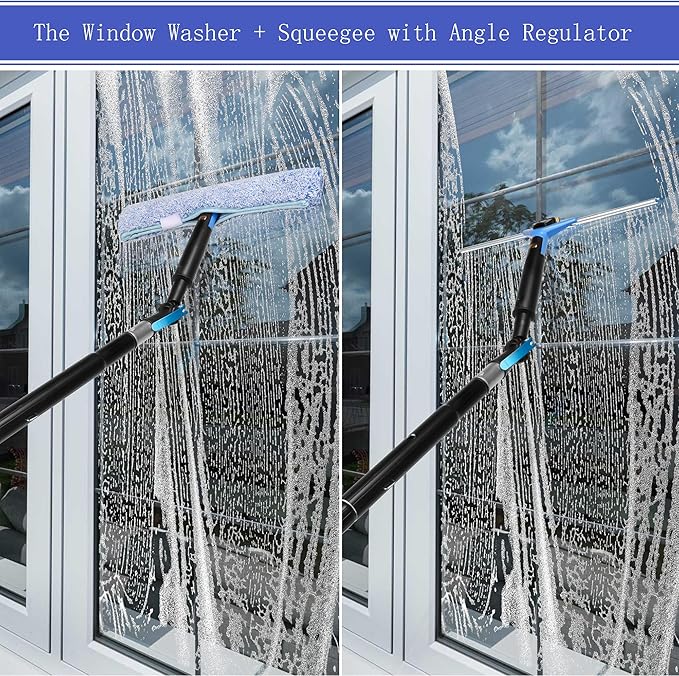 26FT Window Cleaning Brush Kit, 4-26ft Adjustable Water Fed Pole Kit, Solar Panel Cleaning Brush and Pole, Window Roof Solar Panel Washing Cleaner Equipment Kit