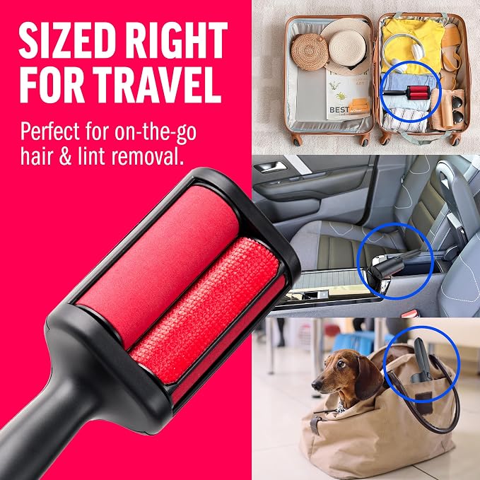 ChomChom Roller Pet Hair Remover – Reusable Lint Roller Pet Hair Removal Tool for Clothes, Couches, Cars and Travel - Cat Dog Hair Remover, Compact, No Sticky Refills Needed (Mini Roller) - Image 7