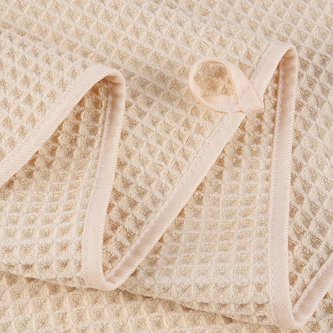 POLYTE 430 GSM Microfiber Oversize Quick Dry Lint Free Bath Towel, 60 x 30 in, 4 Pack (Waffle Weave)