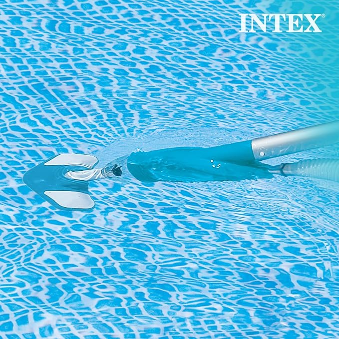 Intex Deluxe Automatic Surface Skimmer Bundled with Maintenance Kit w/ Vacuum & Pole, Swimming Pool Cleaning Tools for Above Ground and InGround Pools
