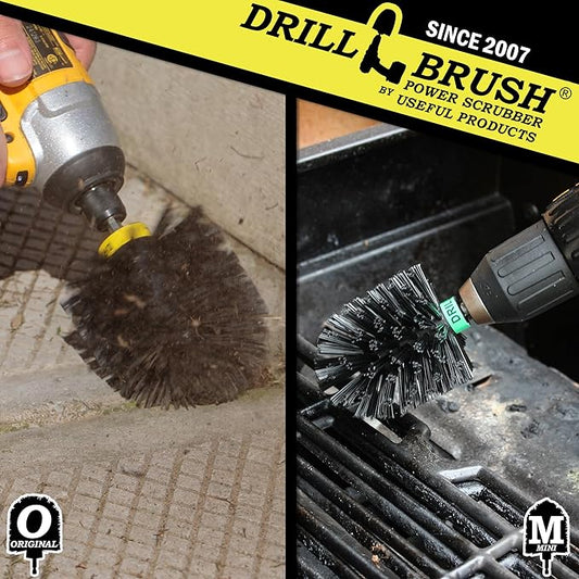 Power Scrubber Grill Brush - Rust Remover & Graffiti Remover for Concrete - Grill Cleaner Brush - No Metal Wire Brush for Drill Attachment - BBQ Cleaning Kit and Pellet Smoker Accessories - BBQ Brush