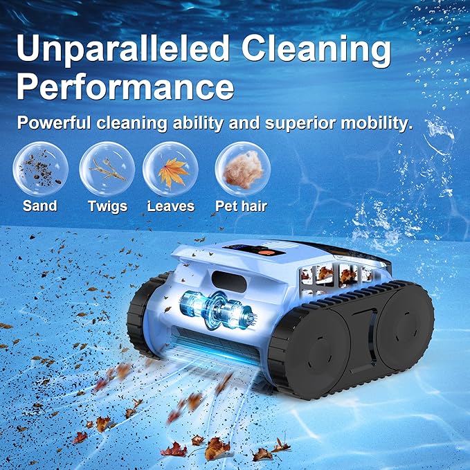 (2026 Upgrade) Pool Vacuum for Inground Pools, Robotic Pool Cleaner, Wall Climbing Pool Cleaner, Cleans Pool Floors, Drain & Walls & Waterline, Cleaning Up to 2100 Sq.ft, 180 Min
