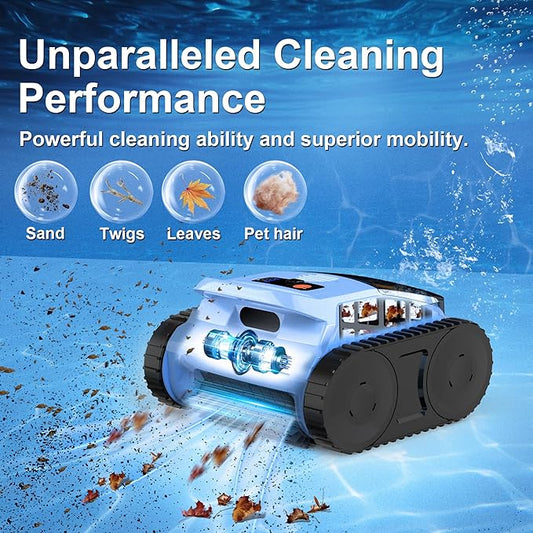 (2026 Upgrade) Pool Vacuum for Inground Pools, Robotic Pool Cleaner, Wall Climbing Pool Cleaner, Cleans Pool Floors, Drain & Walls & Waterline, Cleaning Up to 2100 Sq.ft, 180 Min