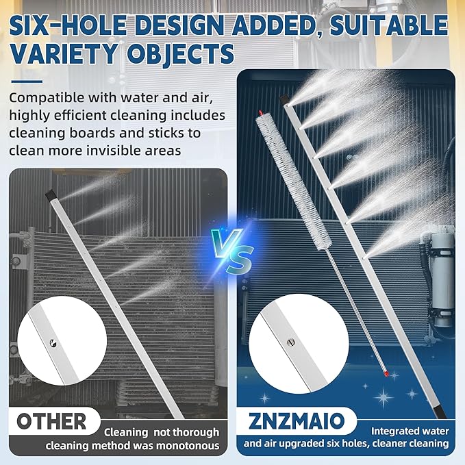 Radiator Cleaning Wand, Fit Vehicle Radiator Cleaning 34'' with 25° Fan Nozzle, 4500 PSI Dual-Mode Air for Cars, Trucks, and Other Vehicles