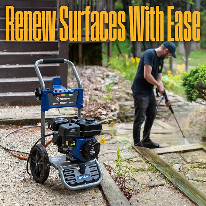 Westinghouse WPX3200 Gas Pressure Washer, 3200 PSI and 2.5 Max GPM, Onboard Soap Tank, Spray Gun and Wand, 5 Nozzle Set, for Cars/Fences/Driveways/Homes/Patios/Furniture