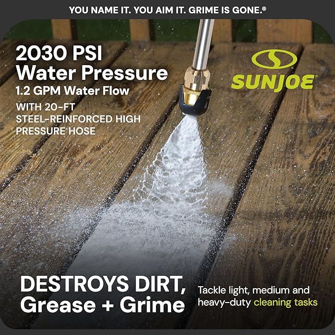 Sun Joe Electric Pressure Power Washer, Heavy-Duty 2500 Max PSI (2030 PSI PWMA Rated) - Portable Cleaning and Washing Machine System for Home, Autos, Patios, Decks, & Sidewalks, SPX3000