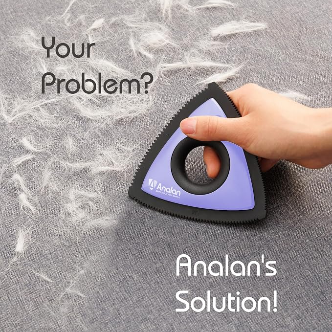 Analan Mini Pet Hair Remover for Car Detailing Dog Hair Tool Brush(Purple) | Deep Cleaning, Reusable Rubber, Gentle on Fabrics, Triangle Design For Car Interiors, Couch, Rugs, Carpet, Mats & Furniture - Image 2