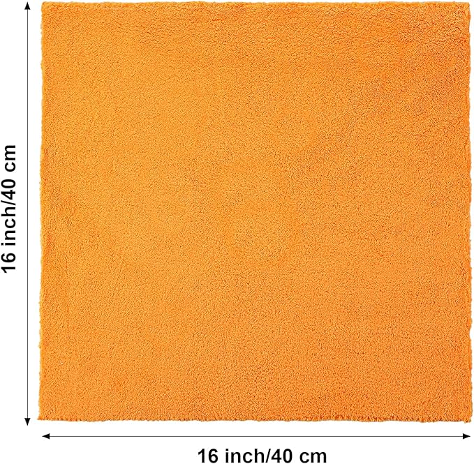 Shimeyao 30 Pcs 16 x 16 Inch Edgeless Microfiber Plush Towels for Cars Detailing Drying Wash Polishing Absorbent Cleaning Cloths, 500 GSM(Orange)