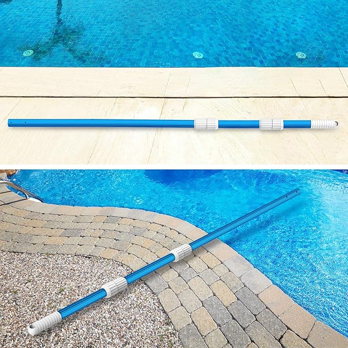 BLIKA 16FT Blue Aluminum Telescopic Swimming Pool Pole, 1.30mm Thickness, Pool Pole Telescopic, Professional Pool Poles for Skimmer Net,Brush,Vacuum Head