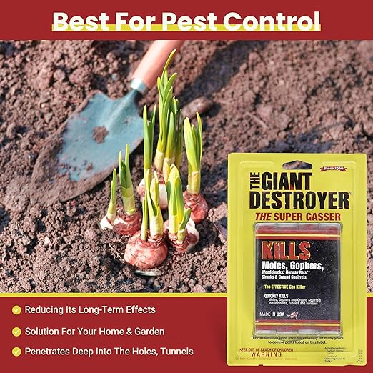 Giant Destroyer Smoke Bomb Gasser – Rodent & for Gophers, Moles, Groundhogs & Rats – Single Pack (4 Tubes) + Jecudi Towel