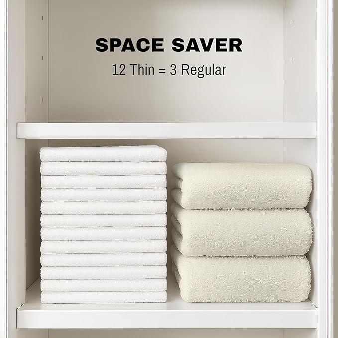JMR White Bath Towels Bulk Pack of 36 (20x40) - 100% Cotton Lightweight & Quick-Dry Cotton Towels for Hotel, Rental Properties, Gym & Commercial Use
