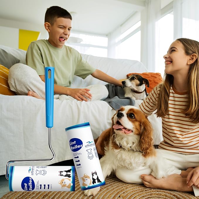 Large Surface Extra Sticky Lint Roller, 6.3''Wide Roller for Pet Hair | 444 Sheets Long Handle Lint Remover for Clothes, Furniture, Carpet, Cat Hair Remover, 1 Handles, 4 Rollers - Image 6