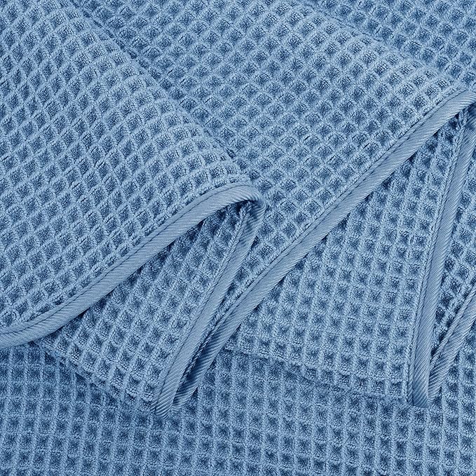 POLYTE 430 GSM Microfiber Oversize Quick Dry Lint Free Bath Towel, 60 x 30 in, 4 Pack (Waffle Weave)