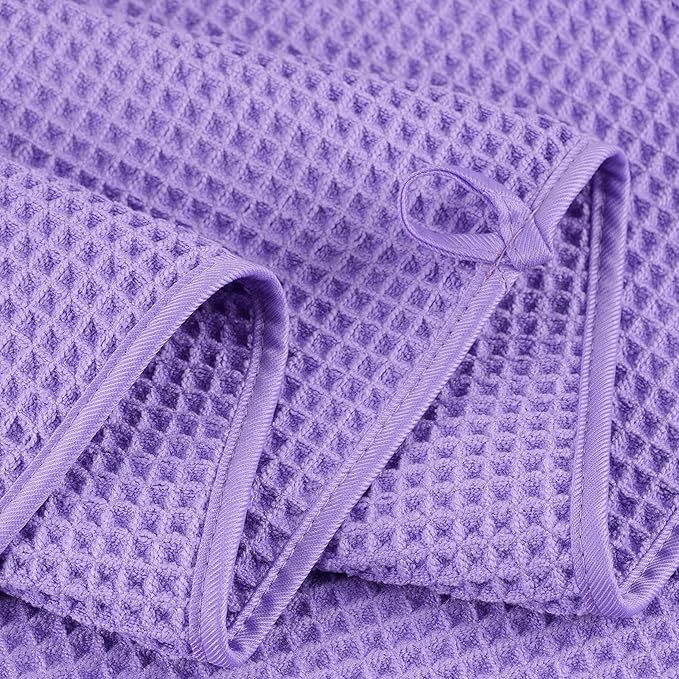 POLYTE 430 GSM Microfiber Oversize Quick Dry Lint Free Bath Towel, 60 x 30 in, 4 Pack (Waffle Weave)