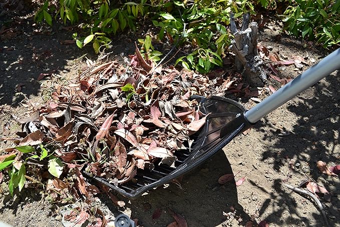 MLTOOLS | Rake | Shovel | Sieve | 3-in-1 Garden Tool | Durable Plastic Rake Head | Metal Crooked Shaft Handle | R8279