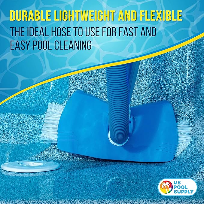 U.S. Pool Supply 1-1/2" x 25 Foot Professional Above Ground Swimming Pool Vacuum Hose with Swivel Cuff - Removable Cuff, Cut to Fit - Compatible with Filter Pumps, Filtration Systems, Chlorinators