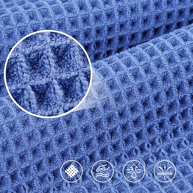 POLYTE 430 GSM Microfiber Oversize Quick Dry Lint Free Bath Towel, 60 x 30 in, 4 Pack (Waffle Weave)