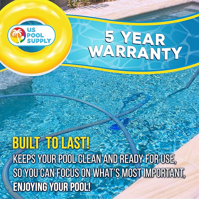 U.S. Pool Supply Pool Vacuum Hose - 1-1/2" x 36' Professional Heavy Duty Pool Hose for Inground, Spiral Wound with Kink-Free Swivel Cuff - Connect to Vacuum Heads, Skimmer, Cleaner, Filter Pump Inlet