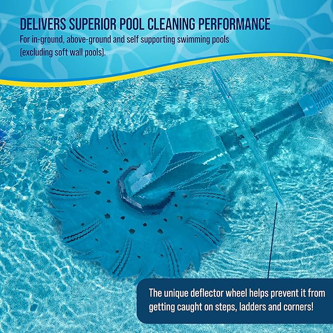 U.S. Pool Supply Octopus Suction Pool Cleaner, Inground Automatic Pool Vacuum Cleaner with Hose - Swimming Sweeper Vac Cleaning Suction-Side Cleaners - Auto Creepy Sweeps Removes Debris, Leaves Cleans
